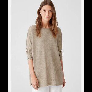 NWT Eileen Fisher Organic Linen Delave Crew Neck Tunic Top - L
